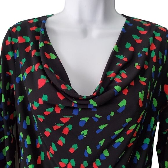Ciara Sun Woo Black Pullover Draped Neck 3/4 Sleeve Career Blouse Size XS USA - Picture 3 of 6